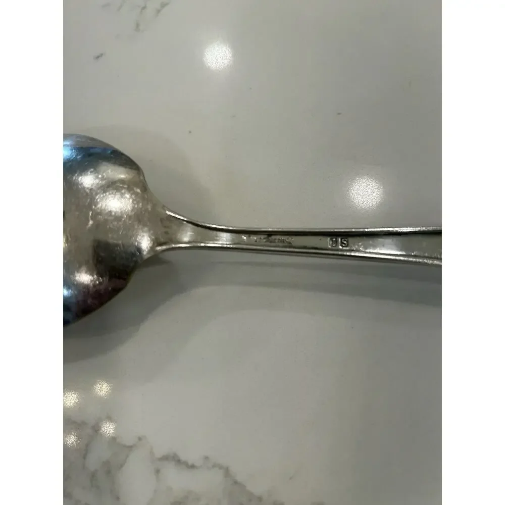 Vtg WM Rogers IS Silver Plate 9” Serving Spoon Intricate Handle‎ Details